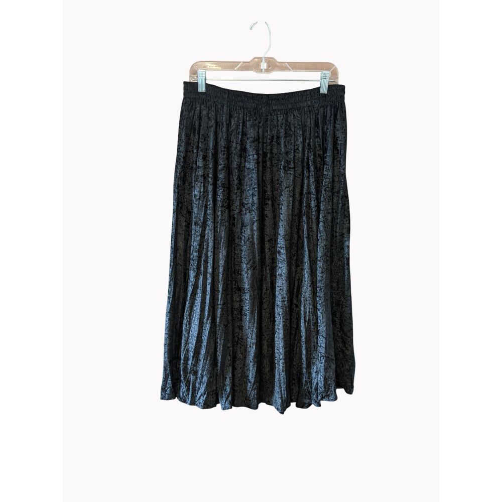 Vintage Black Crush Velvet Full Skirt Made In USA Sz L Whimsigoth Emo Witchcore